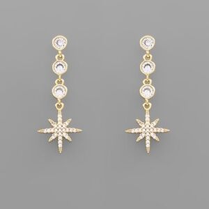 CZ Round Starburst Earrings